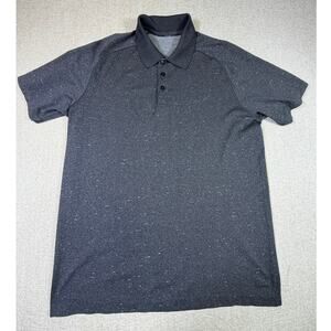 Lululemon Men's XL Gray 3-Button Short Sleeve Performance Polo Shirt Golf Casual